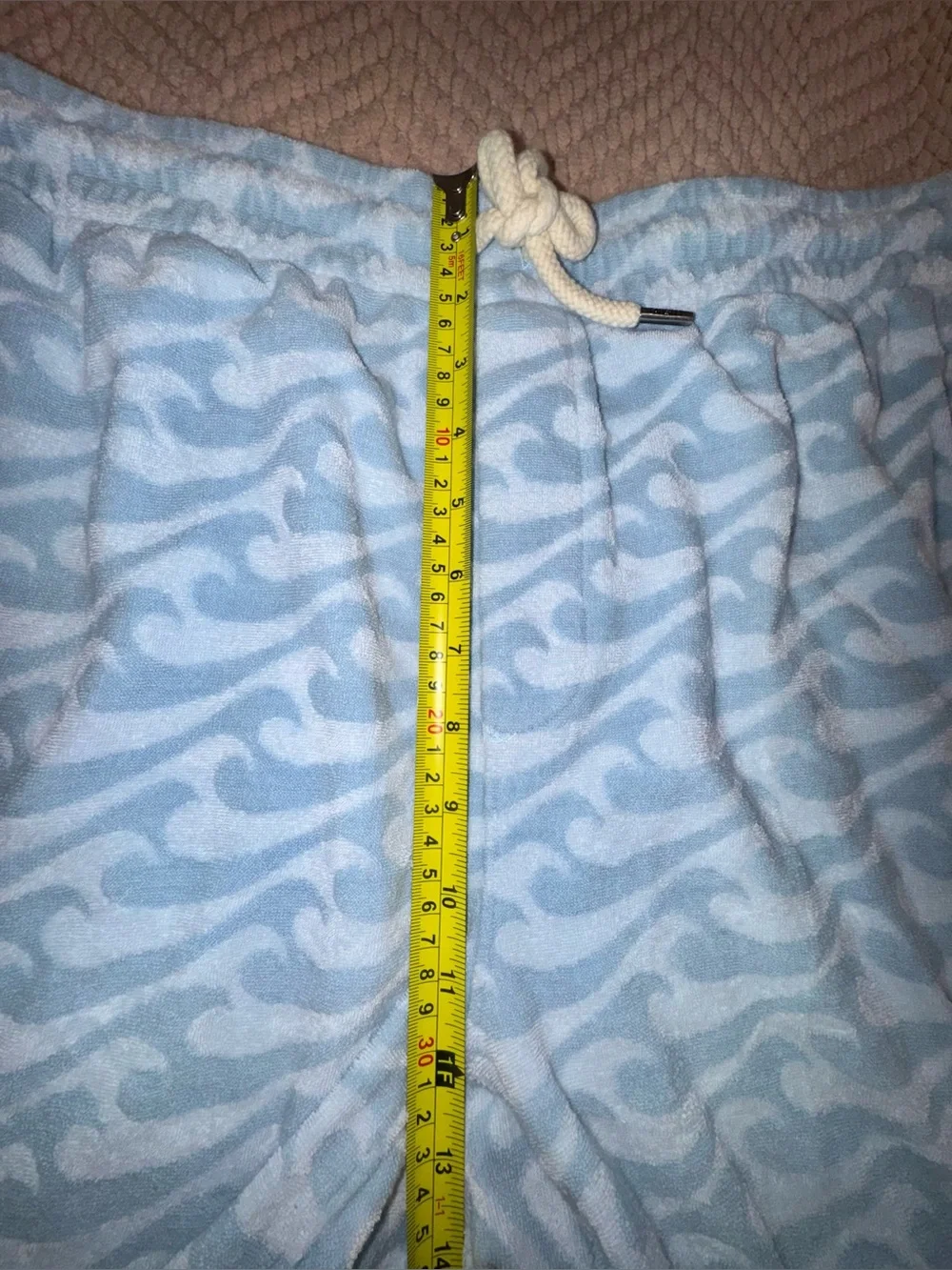 Faherty Cabana Towel Terry Shorts Endless Peaks Light Blue Wave XXL